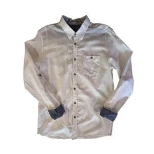 Ted Baker Linen White Button Down Shirt 4 L Coastal Old Money Beach Wedding R